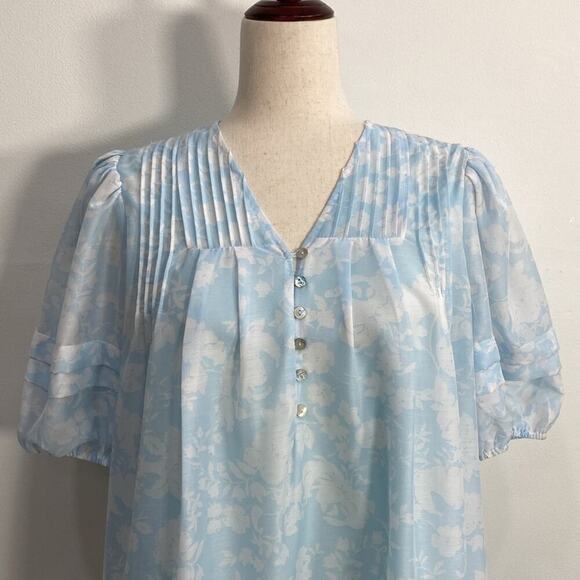 J. Marie Sky Print Swing Mini Dress Puffed Sleeves Sky Print Women's Small - Picture 14 of 14